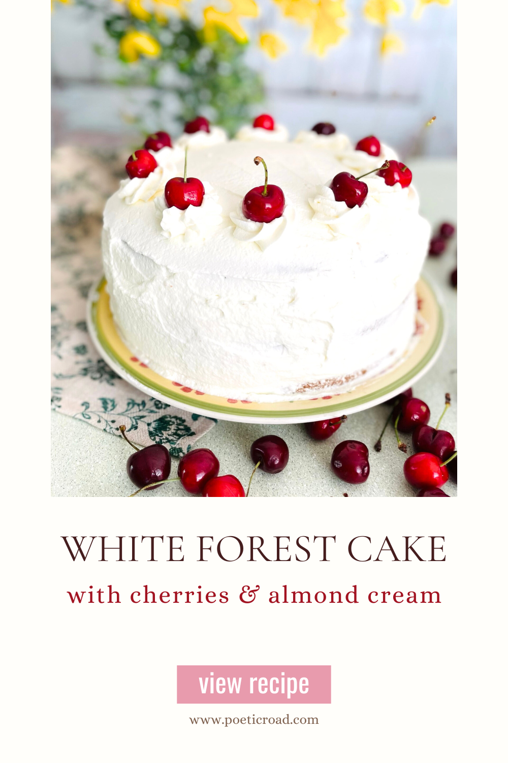 White Forest Cake on a plate.