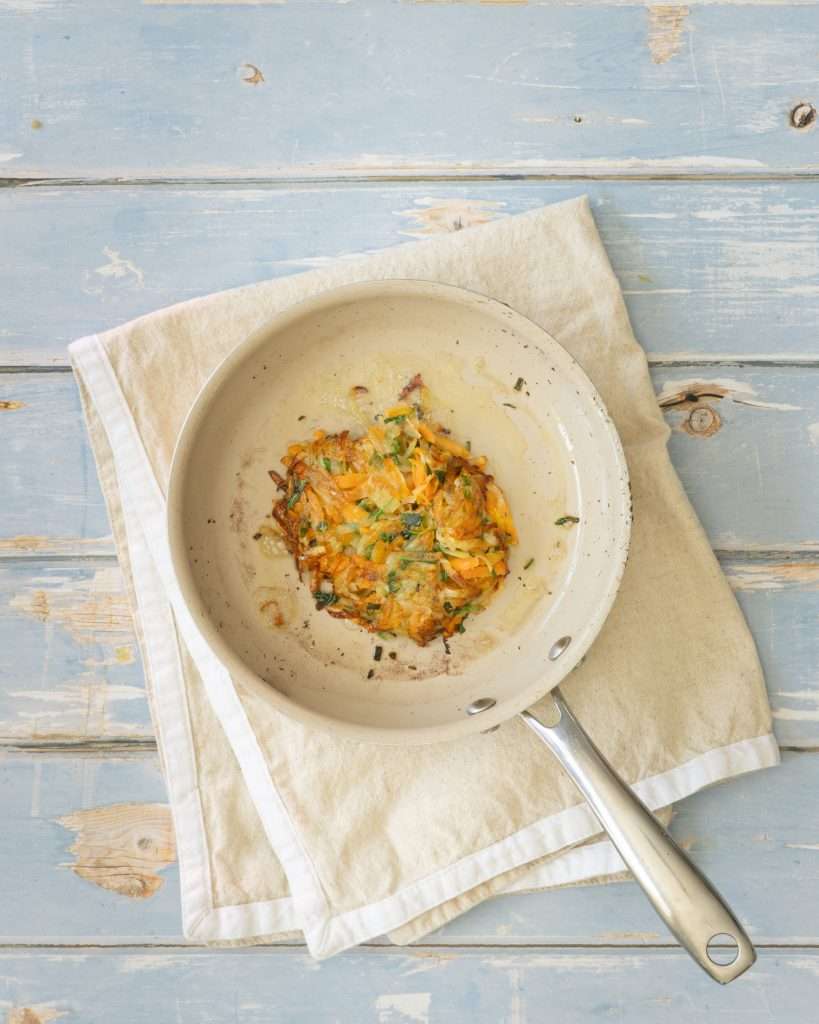 Spring Carrot Rösti Recipe with Lemon and Herbs 27 Golden carrot and potato herb rosti with a golden crust.
